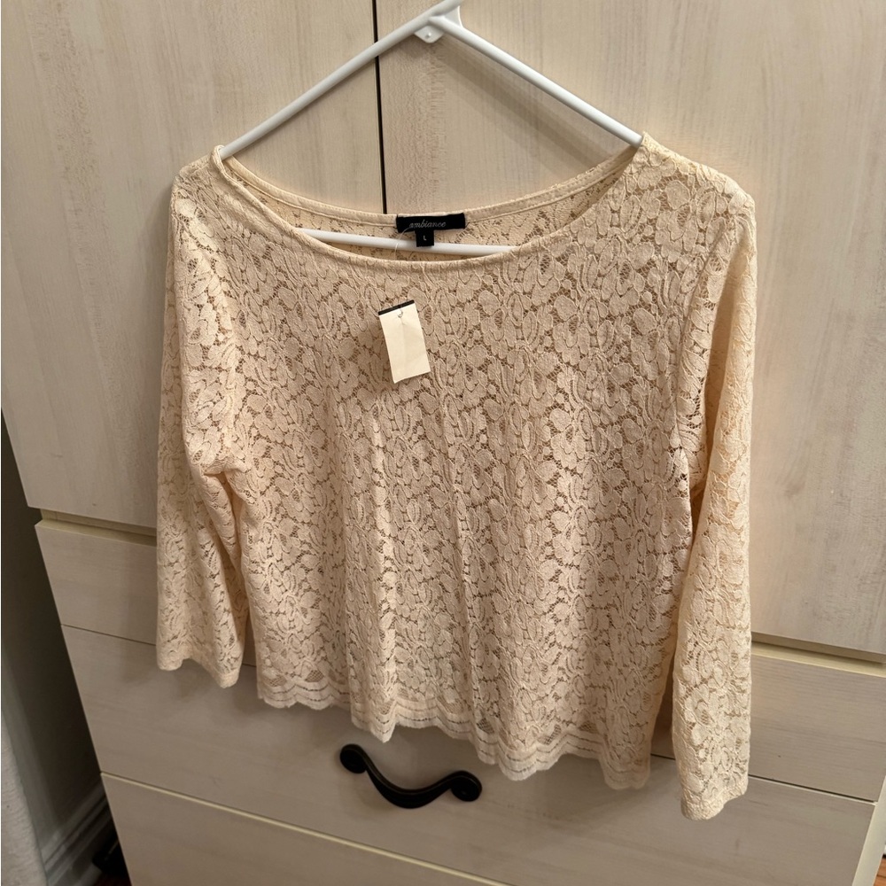 Cream Lace Women Top